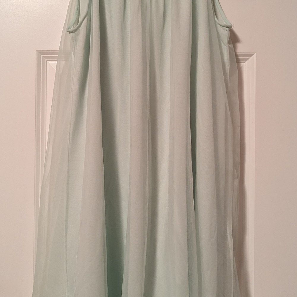 Vintage Miss Elaine Mint Green Babydoll Nightgown Peignoir Chiffon Applique 1960 - Picture 10 of 12